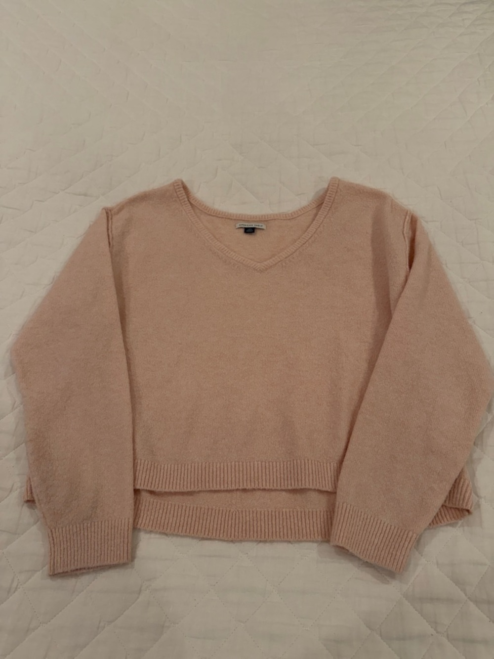 American Eagle Outfitters Women's V-Neck Sweater in Blush